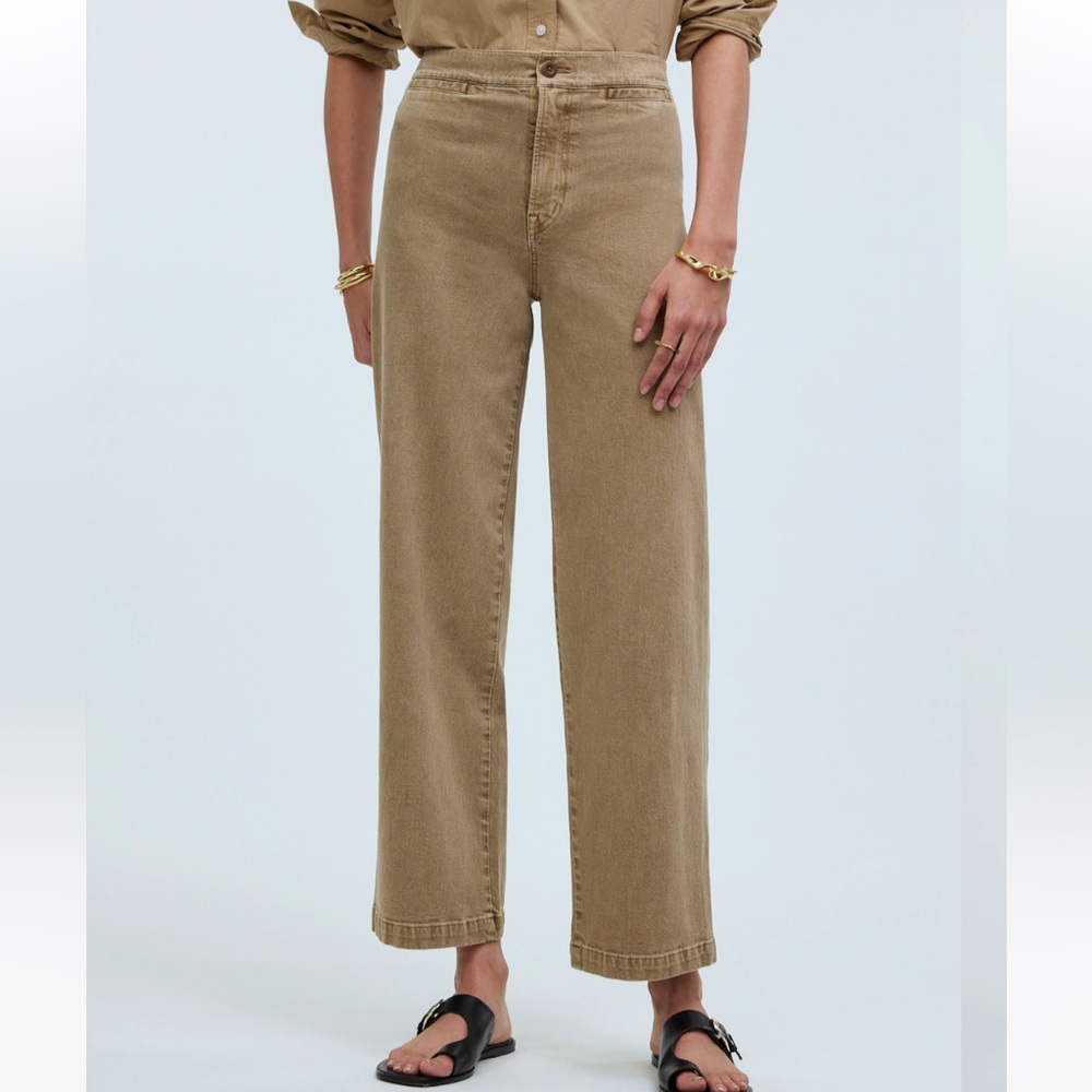 Madewell Emmett Wide Leg Crop Pants in Tan